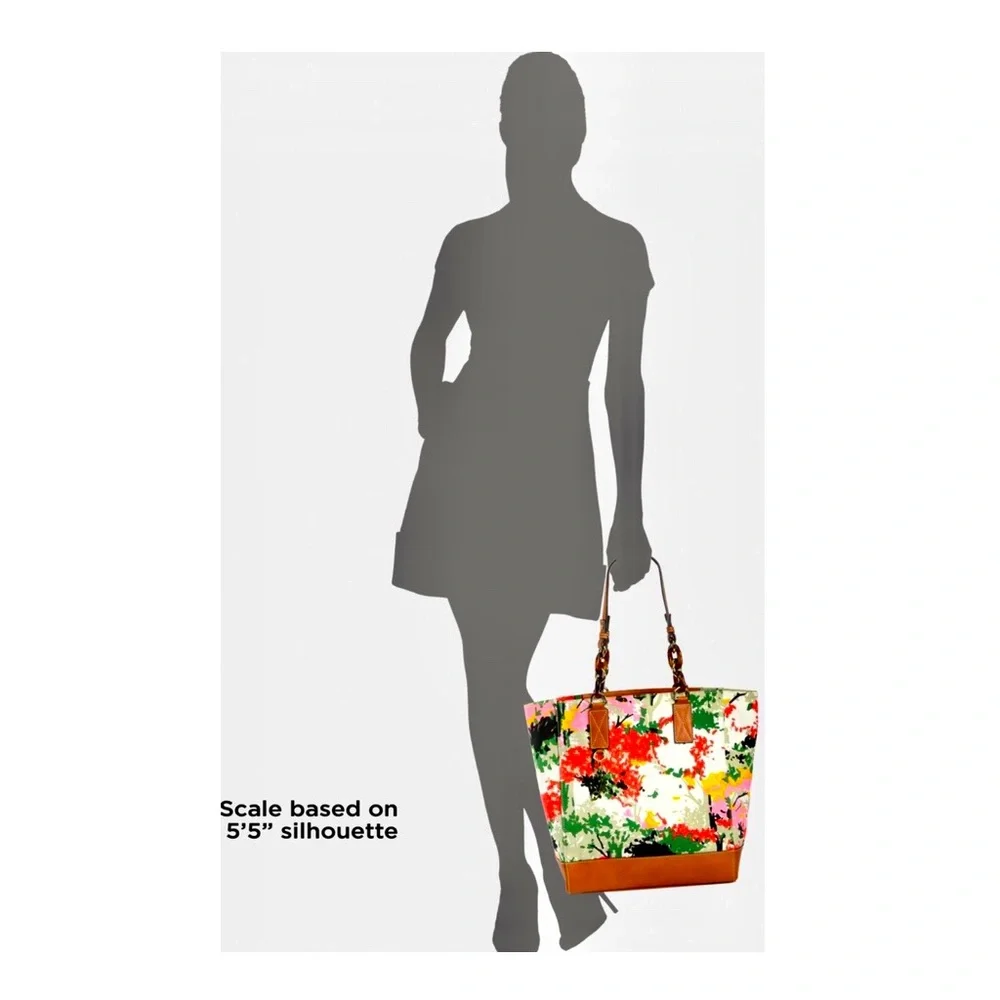 MILLY * Rare Calfskin Leather Floral Canvas Tote. Sensational! - Picture 14 of 14